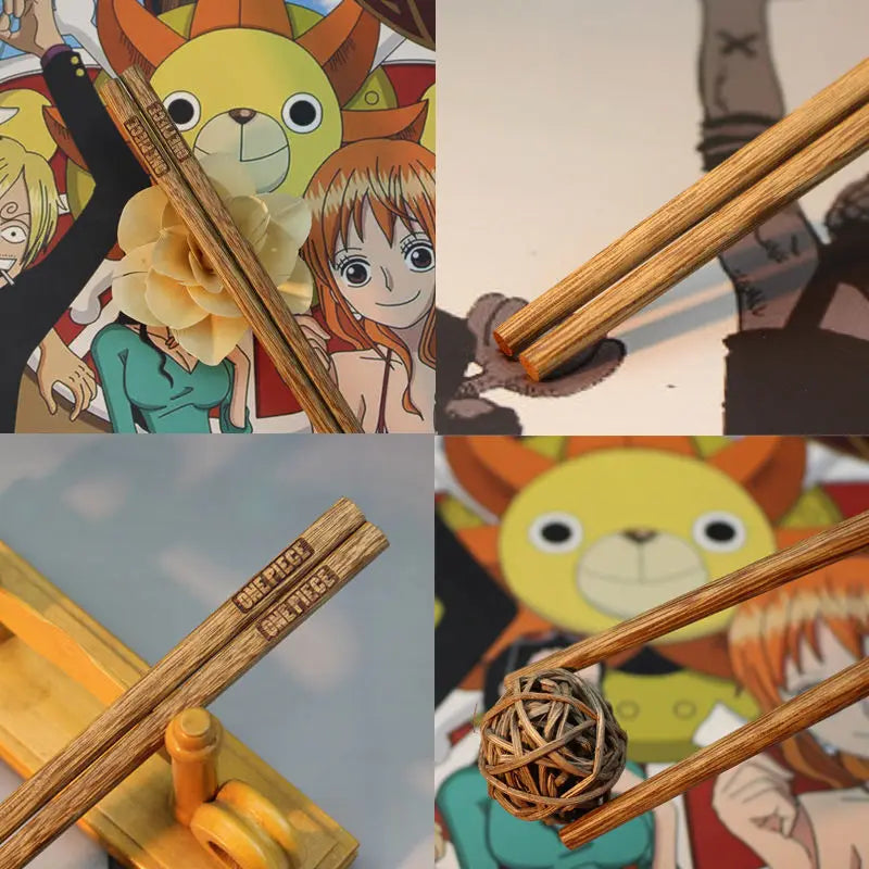 One Piece Engraved Wooden Chopsticks | One Piece